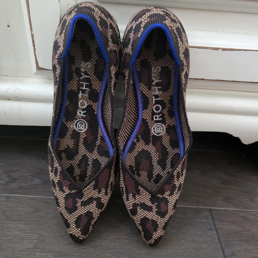 Rothy’s The Point Flats In Retired Wildcat Leopard Print Shoes Size 7